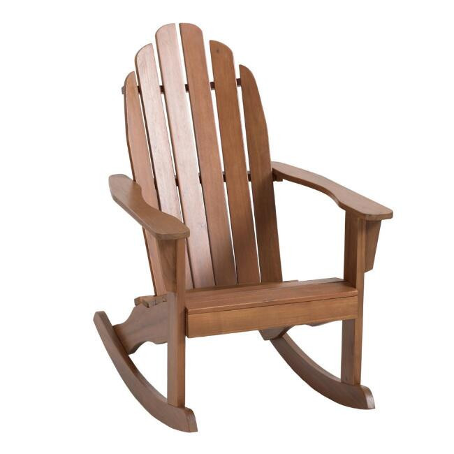 Slatted Wood Adirondack Rocking Chair | World Market