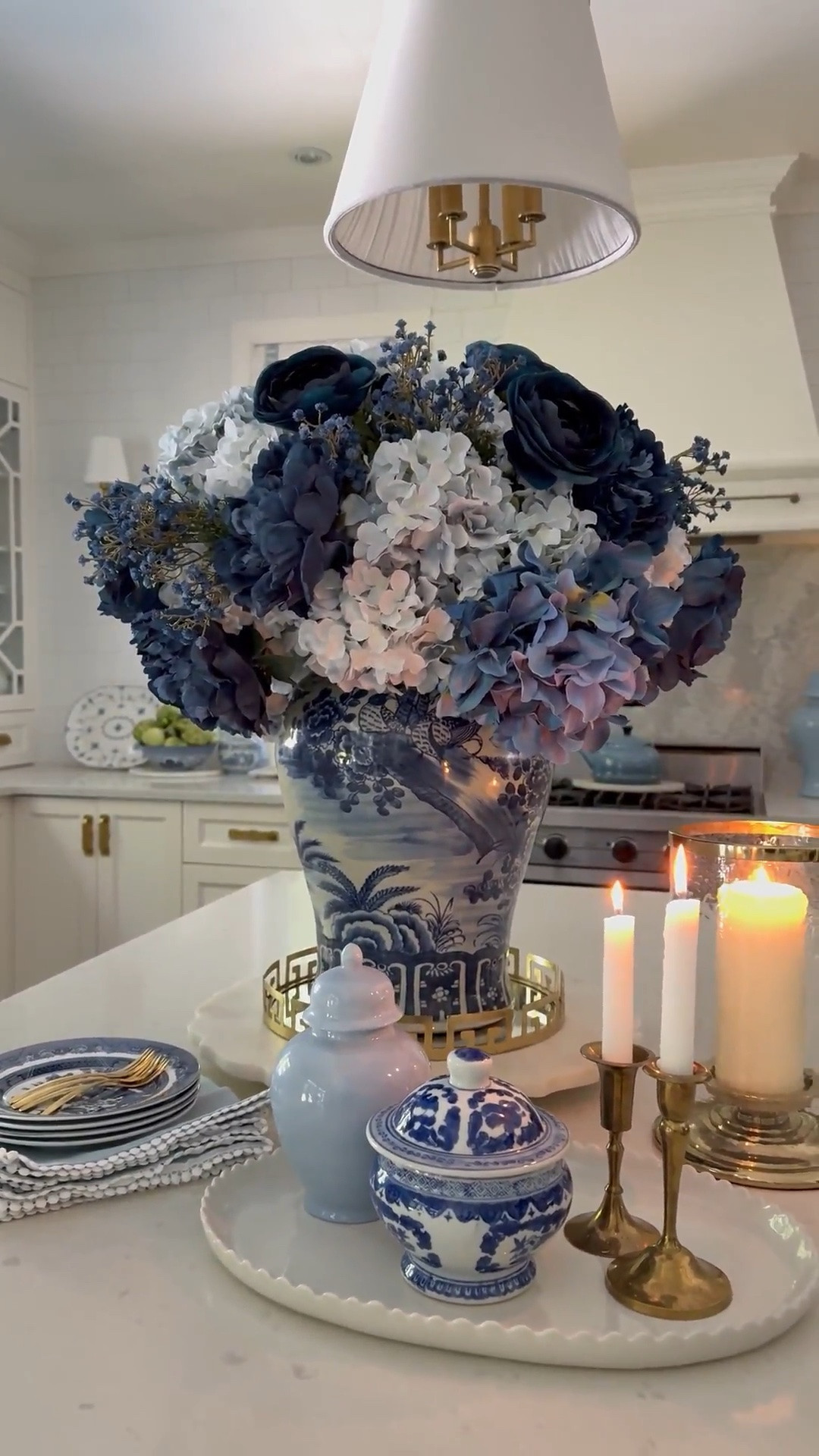 Chic layers of fall blues💙💙💙

Ginger jars, faux flowers, candleholders, hurricane lantern, trays, blue willow dishes, napkins

#LTKSeasonal #LTKHome