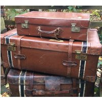 1900S French Leather Suitcase Luggage, England, Chestnut Brown, Stage Props, Original Key, Handle, Corners | Etsy (US)