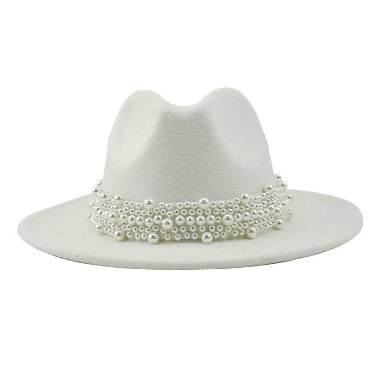 Cashmere Fedora Hat Womens Wide Brim Dress Hats - White | Walmart (US)