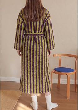 Ainangua Womens Fluffy Striped Robe Belted Plush Warm Long Maxi Bathrobe | Amazon (US)
