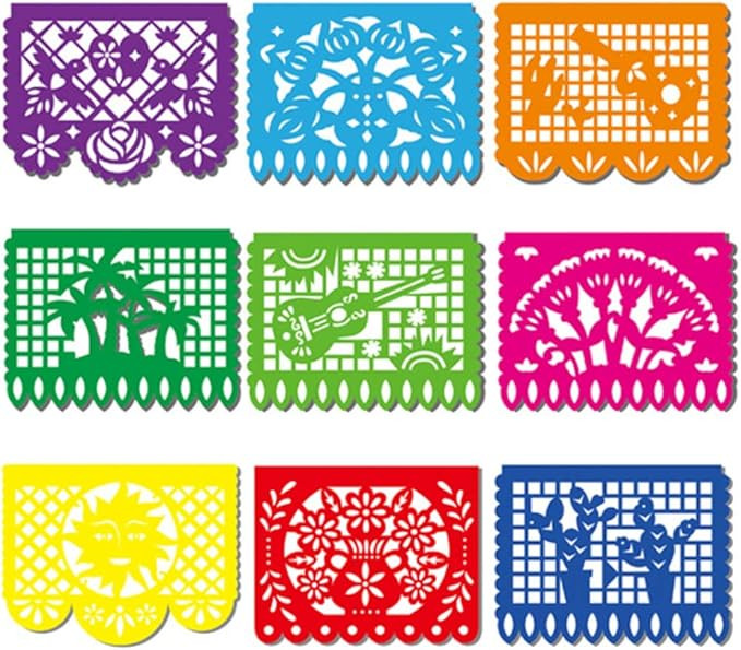 DomeStar Fiesta Banner, 18 Feet Fiesta Garland Mexican Banner Plastic Papel Picado Mexican Party ... | Amazon (US)