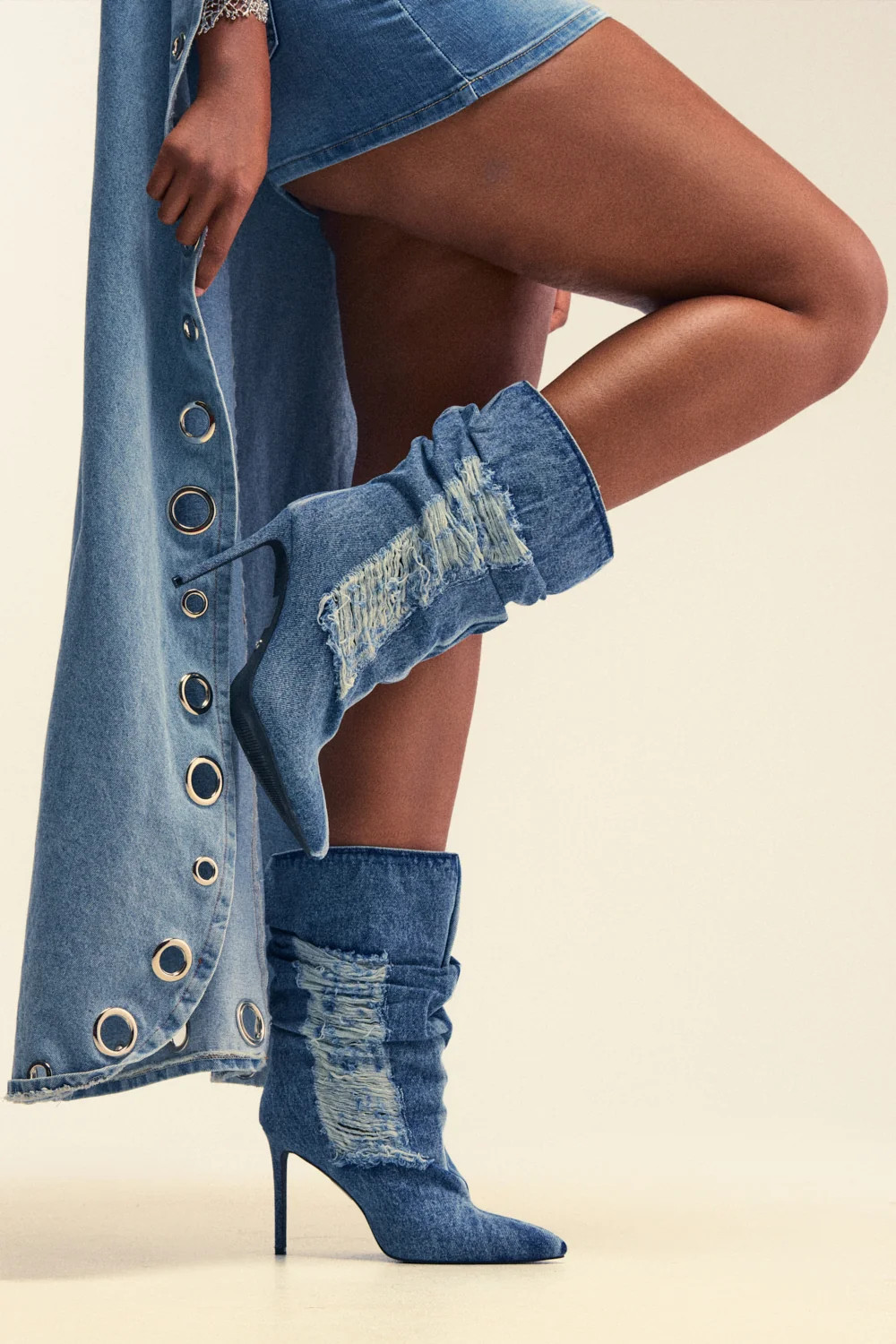 AZALEA WANG NAELIA DENIM STILETTO BOOTIE | AKIRA