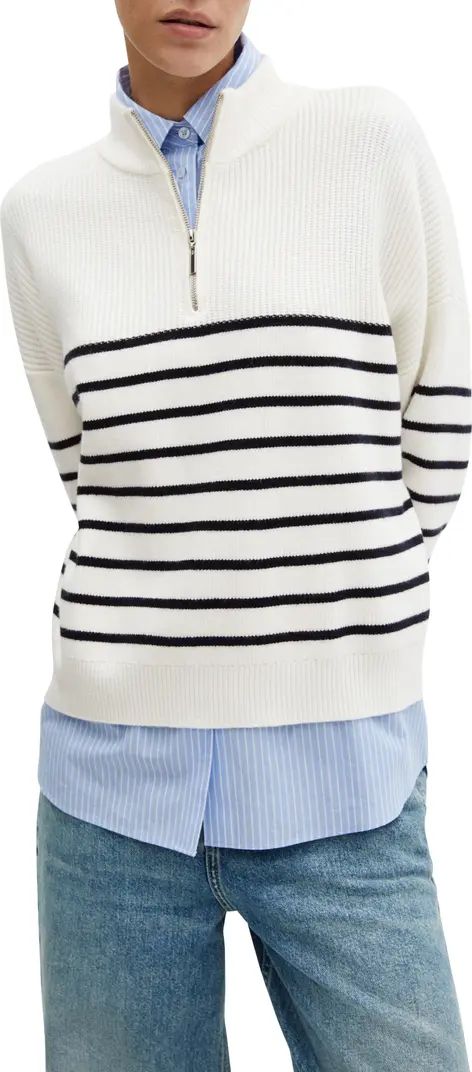 Oversize Stripe Quarter Zip Sweater | Nordstrom
