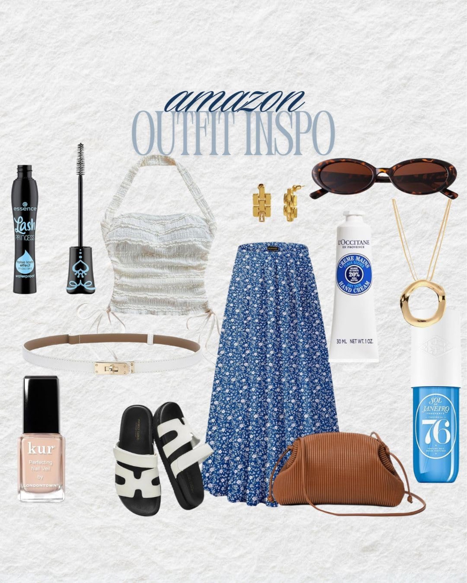 Effortless + elevated 💙 This Amazon outfit is giving “cool girl at the farmer’s market” vibes—flowy florals, chic slides, and the prettiest little extras to finish the look. Summer dressing has never been this easy.

#LTKFindsUnder50 #LTKFindsUnder100 #LTKStyleTip