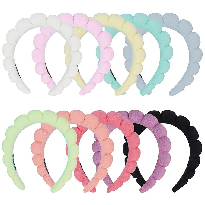 10 Pcs Spa Headband Bulk for Women Makeup Sponge Headband Puffy Hair Band for Washing Face Women ... | Amazon (US)