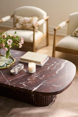Kanta Oval 55" Fluted Marble Coffee Table | Anthropologie (US)
