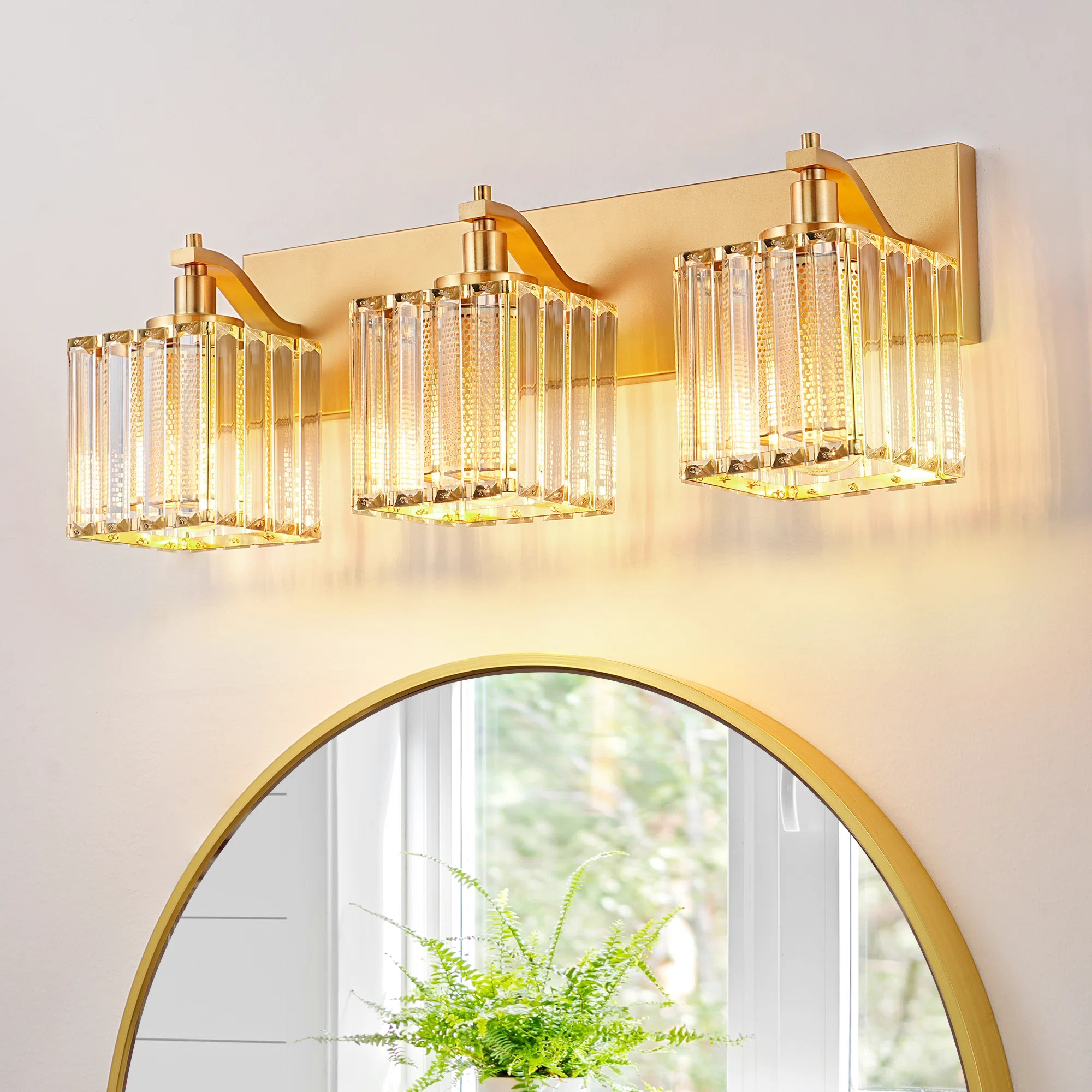 2/3 Light Dimmable Vanity Light With Crystal Shade | Wayfair North America