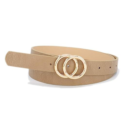 Women's 7/8"(2.2cm) Width Matt Soft Faux Leather Belt with Double O-Ring Buckle | Amazon (US)