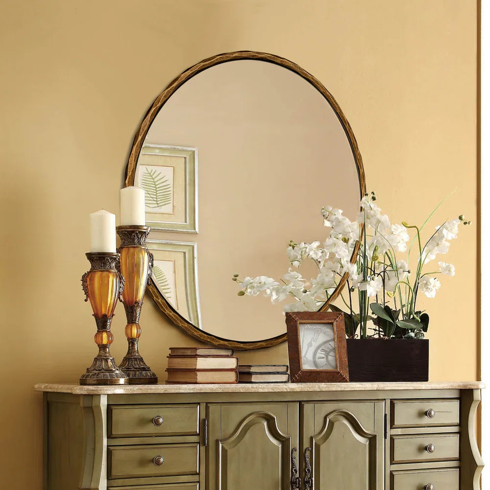 Vintage Hand Hammer Forged Iron Mirror Circle Wrought Iron Mirror Round Wall Mirror | Wayfair North America