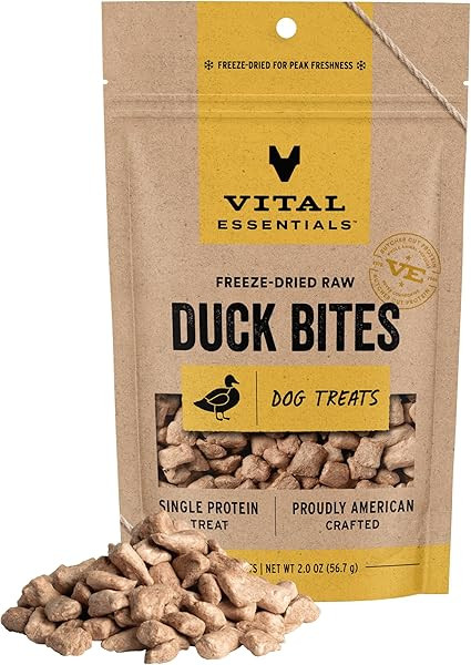 Vital Essentials Freeze Dried Dog Treats | Duck Bites, Single Protein | Premium Quality | Grain F... | Amazon (US)