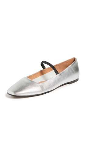 Madewell The Greta Ballet Flat in Metallic Leather Silver 10 M | Amazon (US)