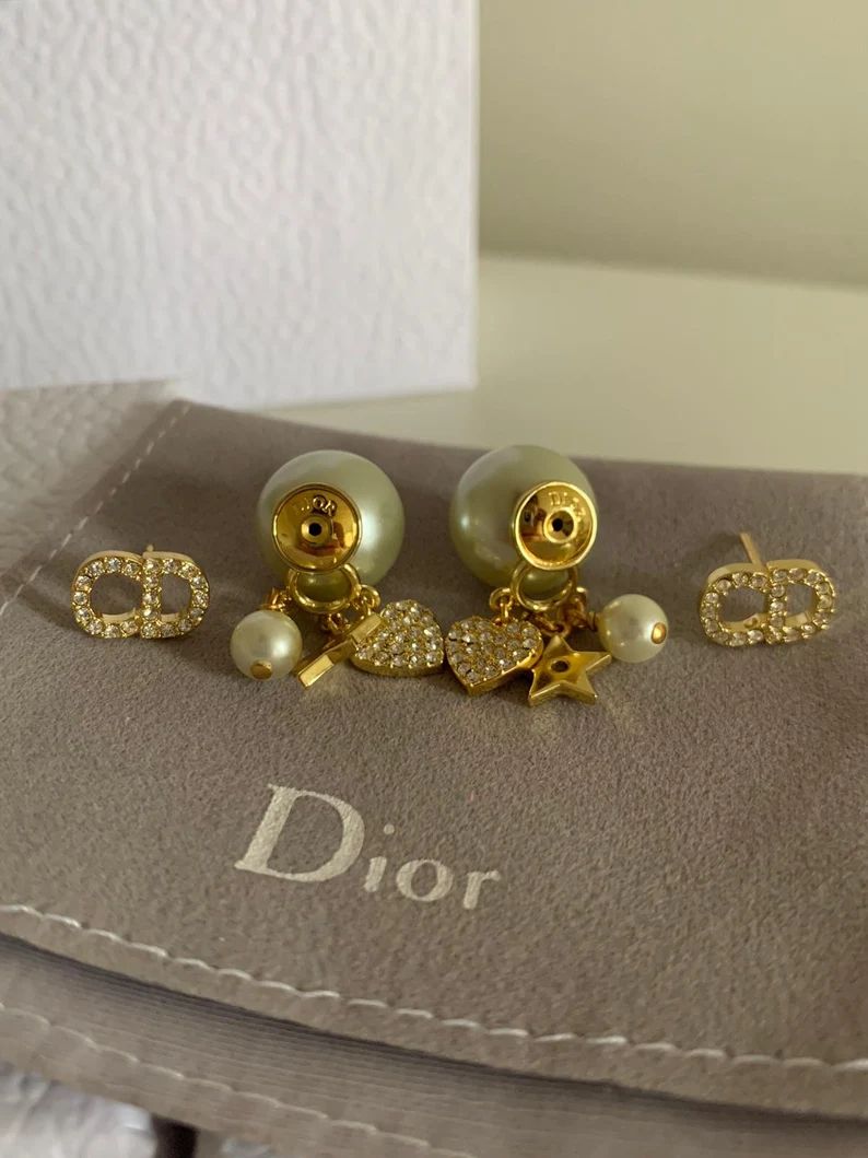 CD Dior Tribales Earrings with White Pearls and White Crystals | Etsy | Etsy (US)