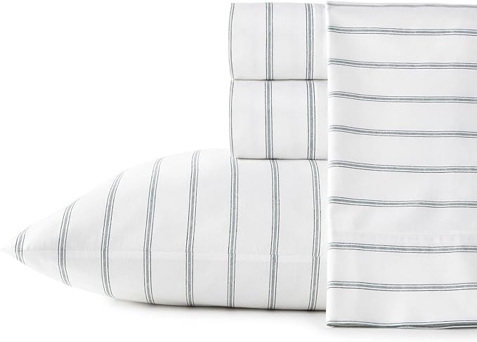 Stone Cottage - King Sheets, Cotton Percale Bedding Set, Crisp & Cool Home Decor (Trenton Stripe ... | Amazon (US)