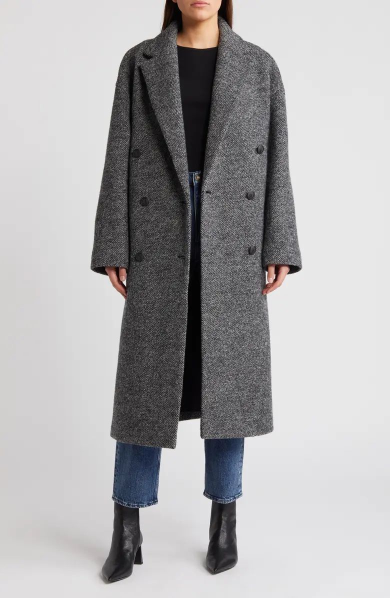 rag & bone Thea Double Breasted Virgin Wool Herringbone Coat | Nordstrom | Nordstrom