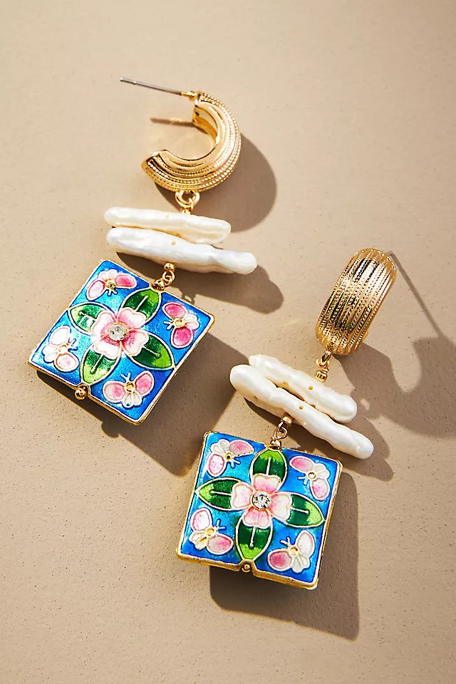 Floral Hoop Drop Earrings | Anthropologie (US)