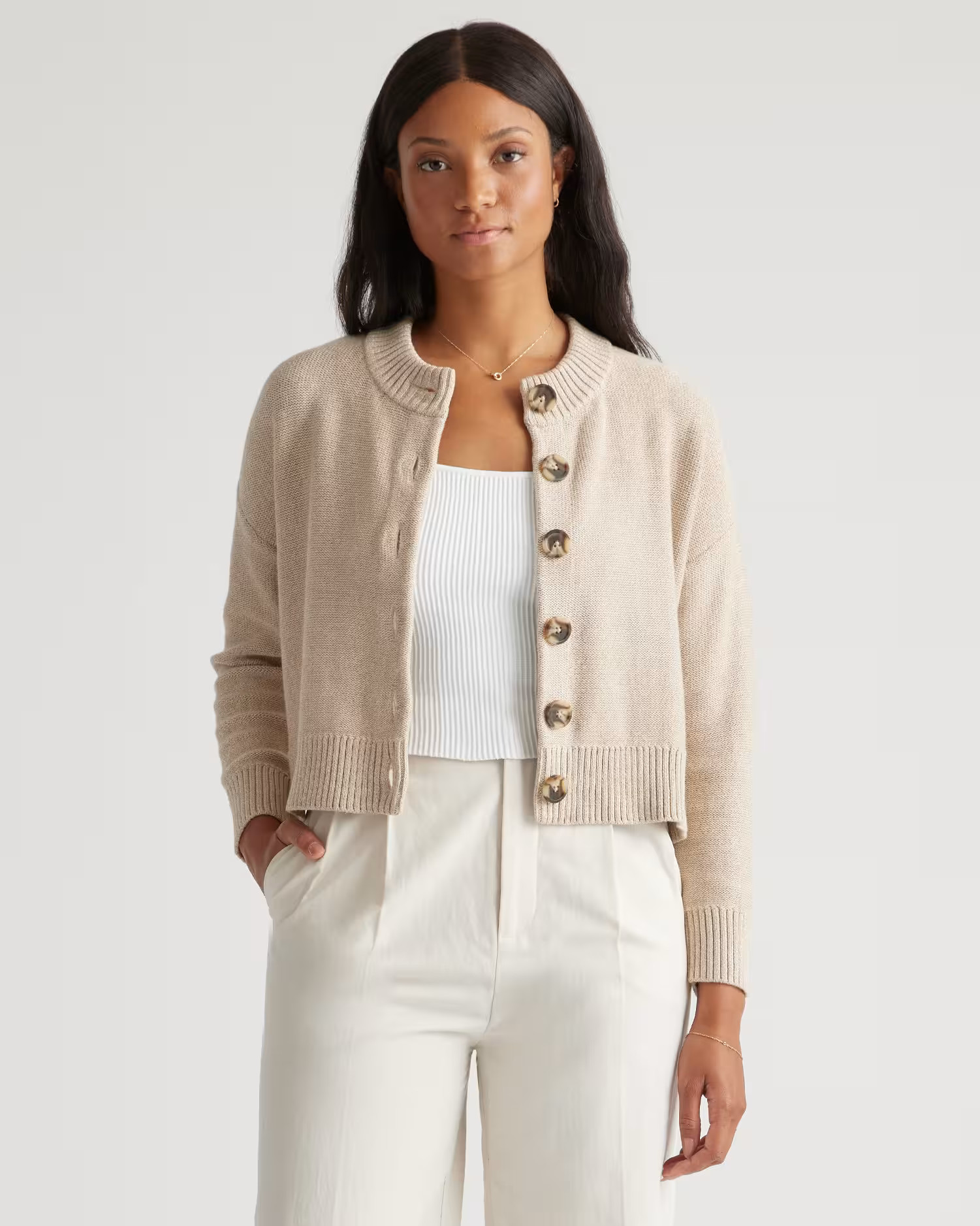 100% Organic Cotton Cropped Cardigan | Quince