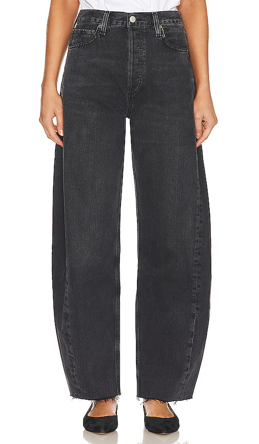 AGOLDE Luna Pieced Wide Leg Jeans in Black. Size 27. Also in 23, 24, 25, 26, 28, 29, 30, 31, 32, 33, 34. | Revolve Clothing (Global)