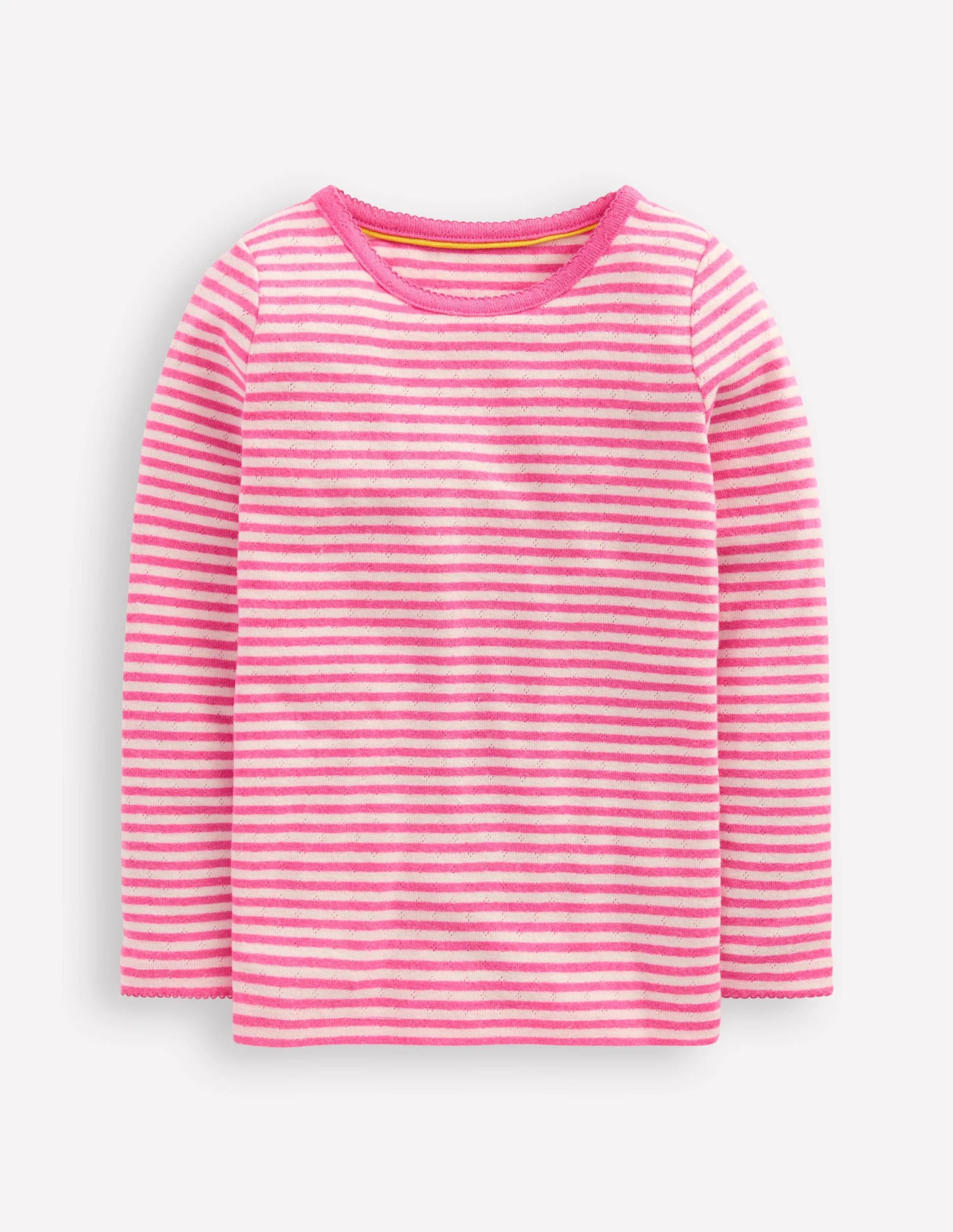Long Sleeve Pointelle Top-Sorbet Pink Stripe | Boden (US)
