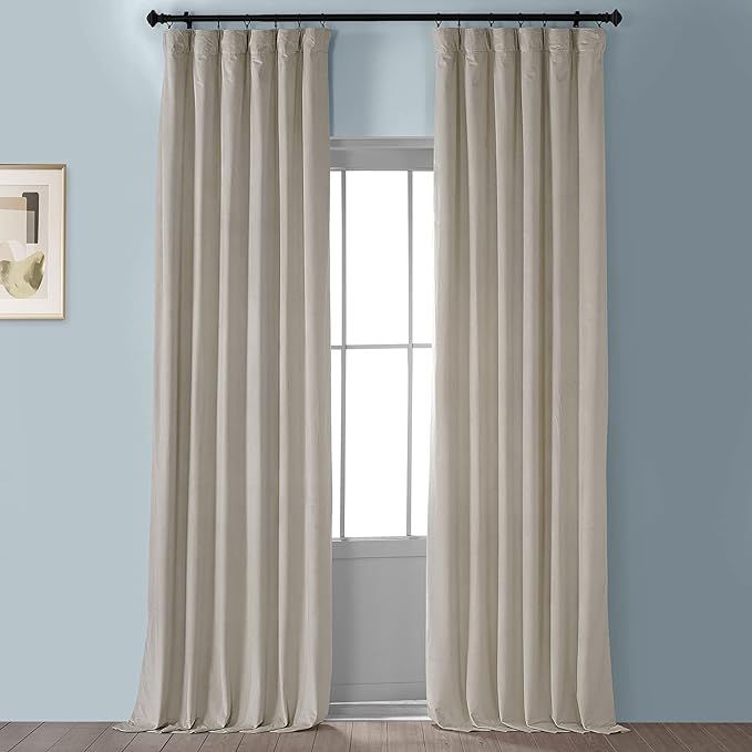 HPD Half Price Drapes VPYC Heritage Plush Velvet Curtain (1 Panel), 50 X 108, Light Beige | Amazon (US)