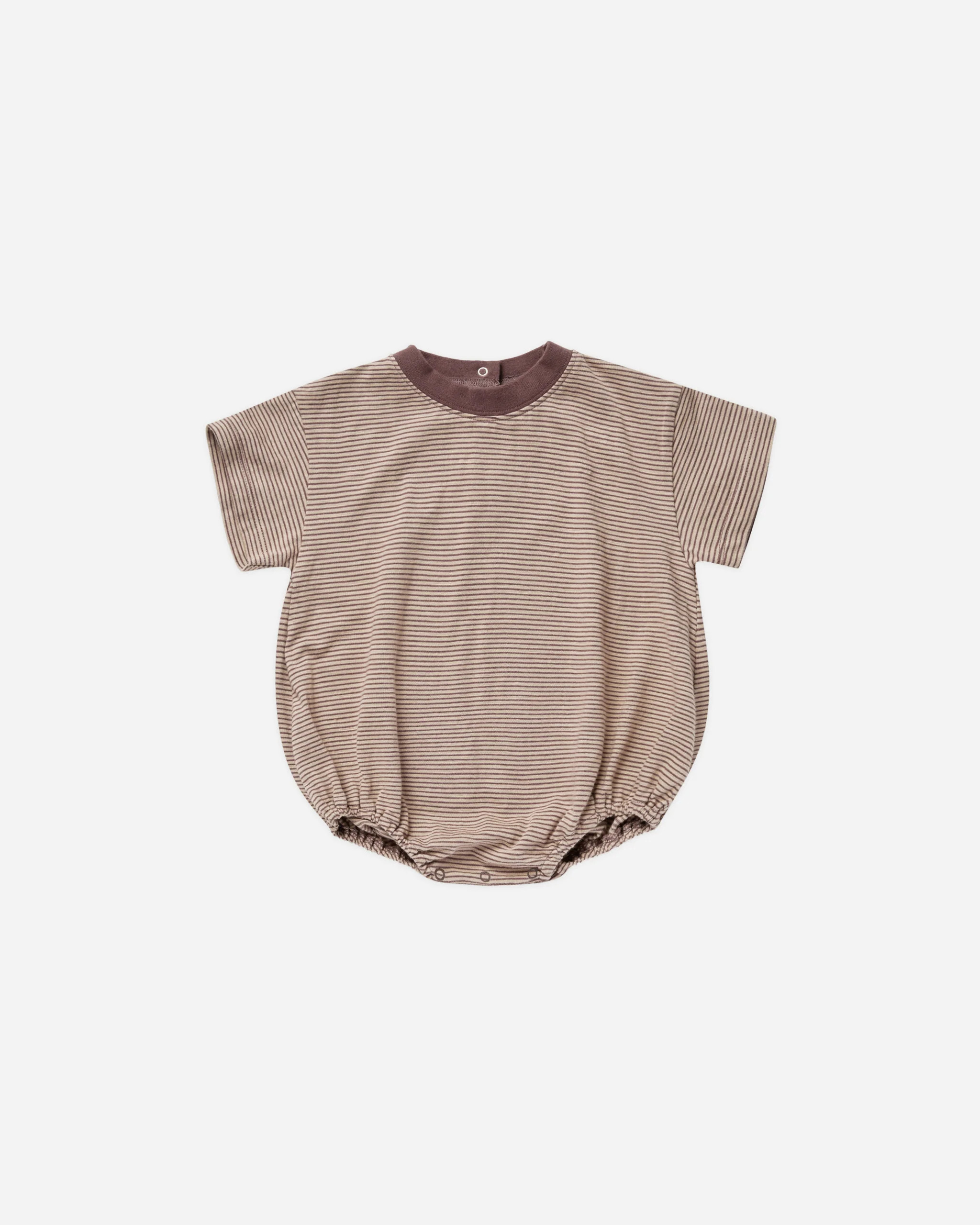 Relaxed Short Sleeve Bubble Romper || Micro Stripe | Rylee + Cru