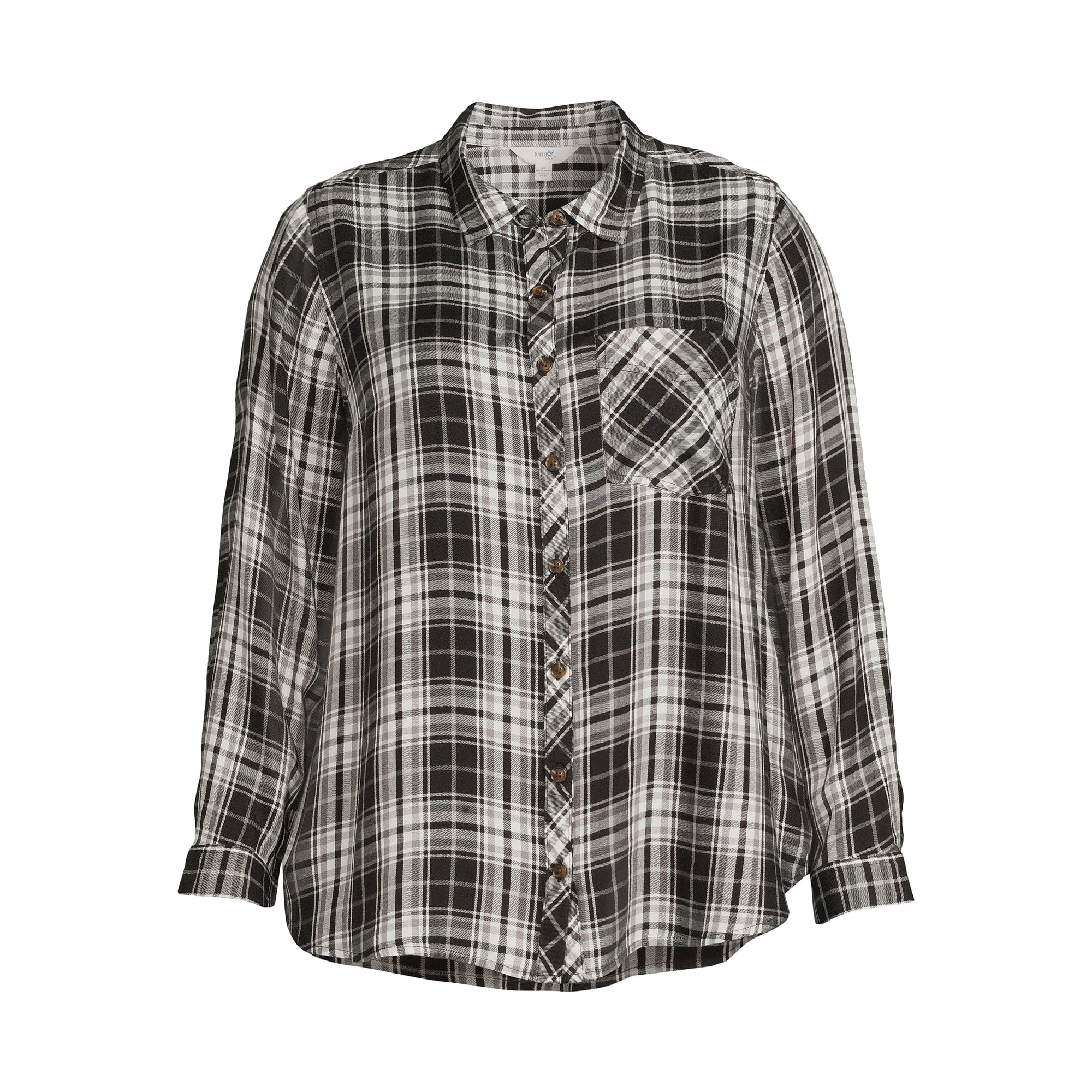 Terra & Sky Women's Plus Size Button Woven Top | Walmart (US)