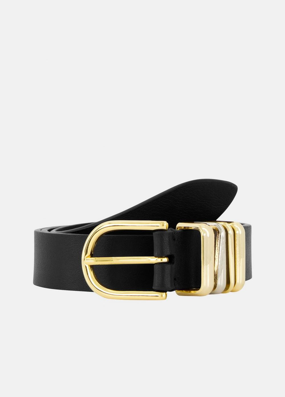 Women's Women's Cora 25mm Sculpted-loop Belt, Black/polished Gold, Size L Vince | Vince LLC