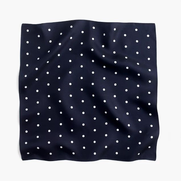 Italian silk square scarf in navy polka dot | J.Crew US