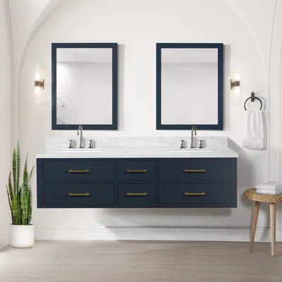 72 In. W X 22 In. D Double Bath Vanity With Carrara Marble Top And Faucet Set | Wayfair North America