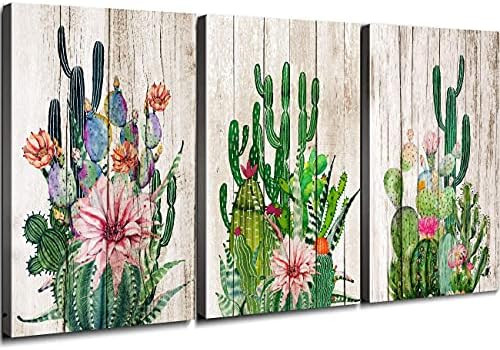 Cactus Canvas Wall Art for Bedroom Living Room Wall Decor - Boho Plant Bathroom Home Decoration 3... | Amazon (US)