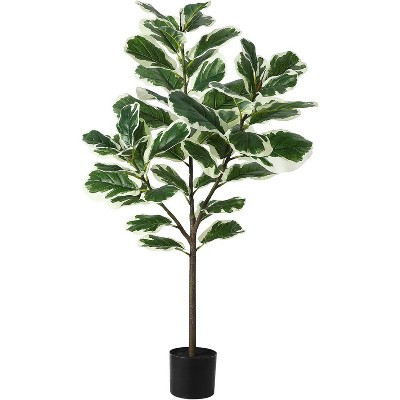 Artificial Fiddle Leaf Fig Tree - 4.3 Ft Faux Tree with 46 Fiddle Leaves,  Black Pot Decorative House Plants for Indoor Outdoor Living Room Bedroom | Target