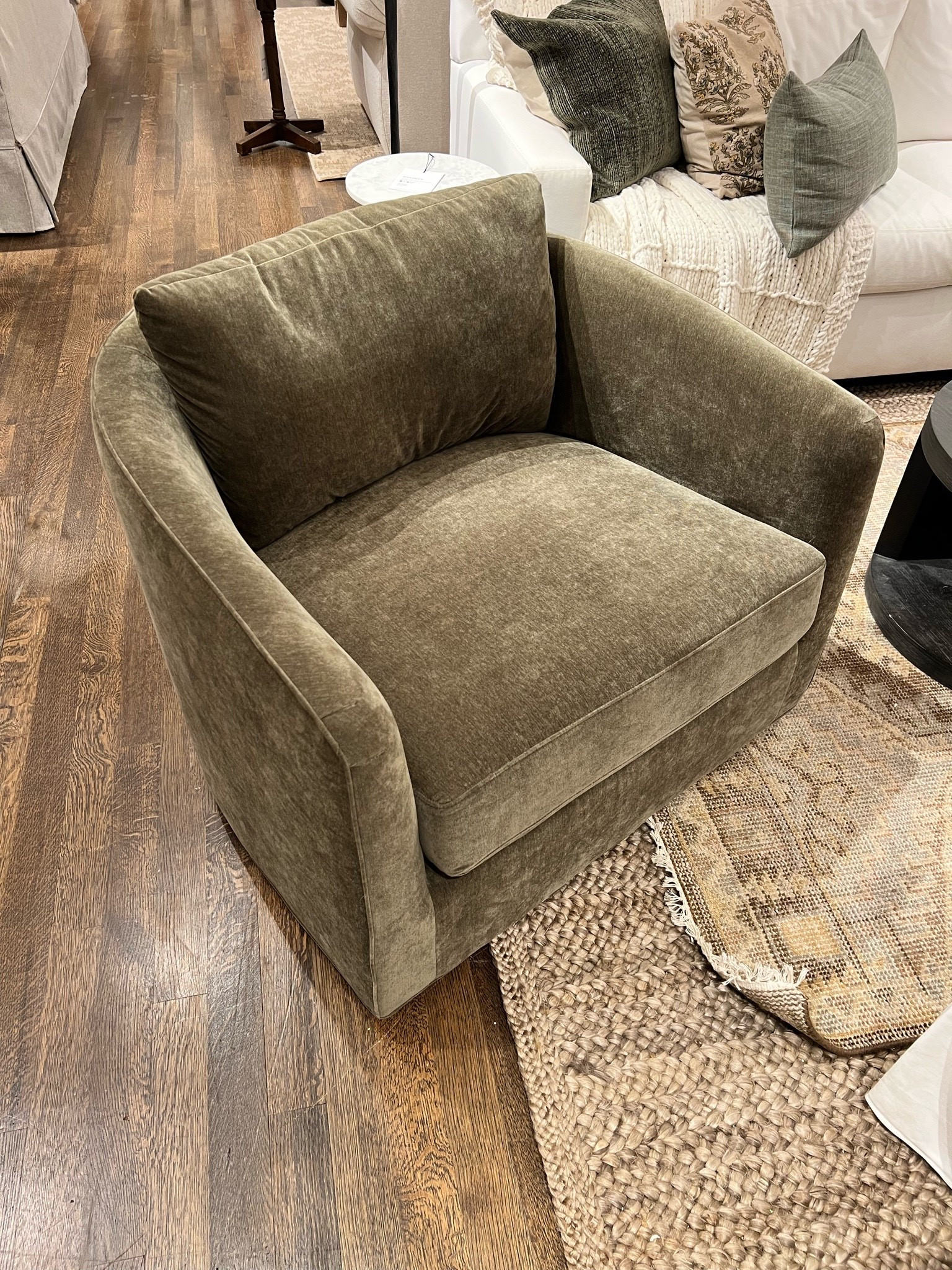 This olive green swivel chair is such a beautiful way to add color without overwhelming a room. The classic shape, comfortable design, and rich green fabric make it a piece that works beautifully in a living room while still feeling timeless. I’m seriously considering adding a pair of these to our space.

olive green swivel chair, swivel chair, living room furniture, accent chair, green home decor, upholstered chair, living room ideas, classic furniture, cozy seating, interior design, girlonthehudson

#LTKHome