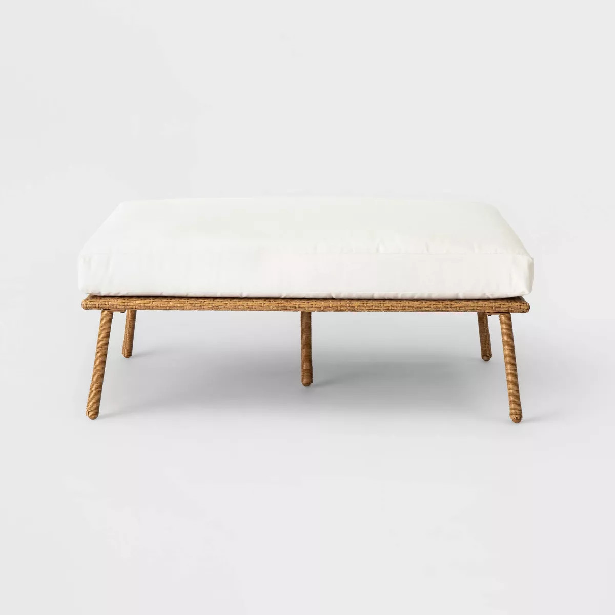 Britanna Oversized Patio Ottoman Linen Natural Wood/Off-White - Threshold™ | Target