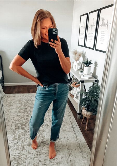 Talbots Sale! 25% off, no code needed. These tees are perfect for wearing alone or for layering. Love the jeans…been wearing these on repeat! All items fit tts, more colors available 

Casual outfit, jeans, girlfriend jeans, straight jeans, tees, Talbots, over 40 fashion

#LTKfindsunder50 #LTKsalealert #LTKstyletip