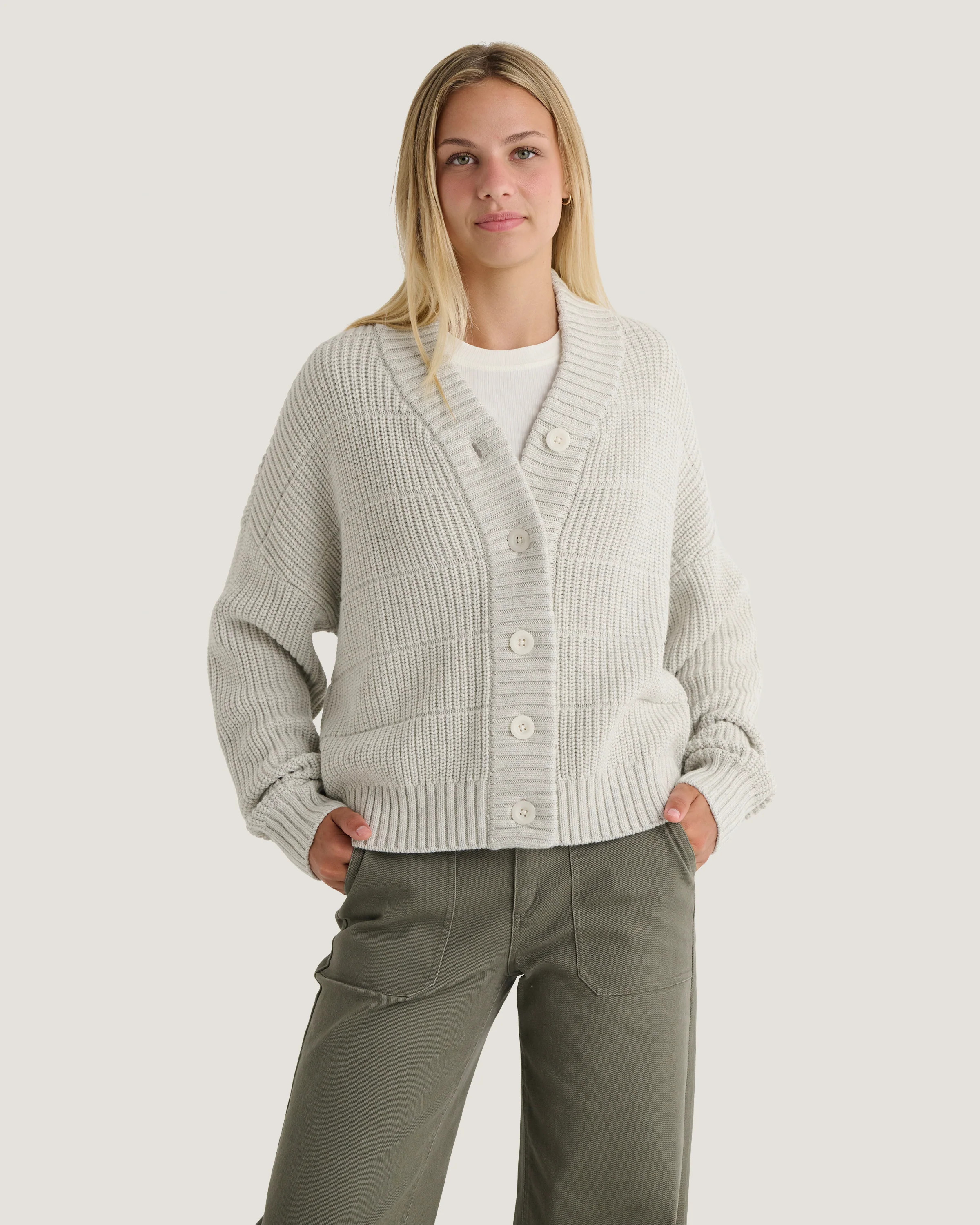 Women's Coastloom Cardigan Sweater - Off White Heather Off White Heather / S | Free Fly Apparel