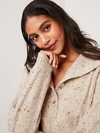 Speckled Button-Front Cable-Knit Sweater for Women | Old Navy (US)