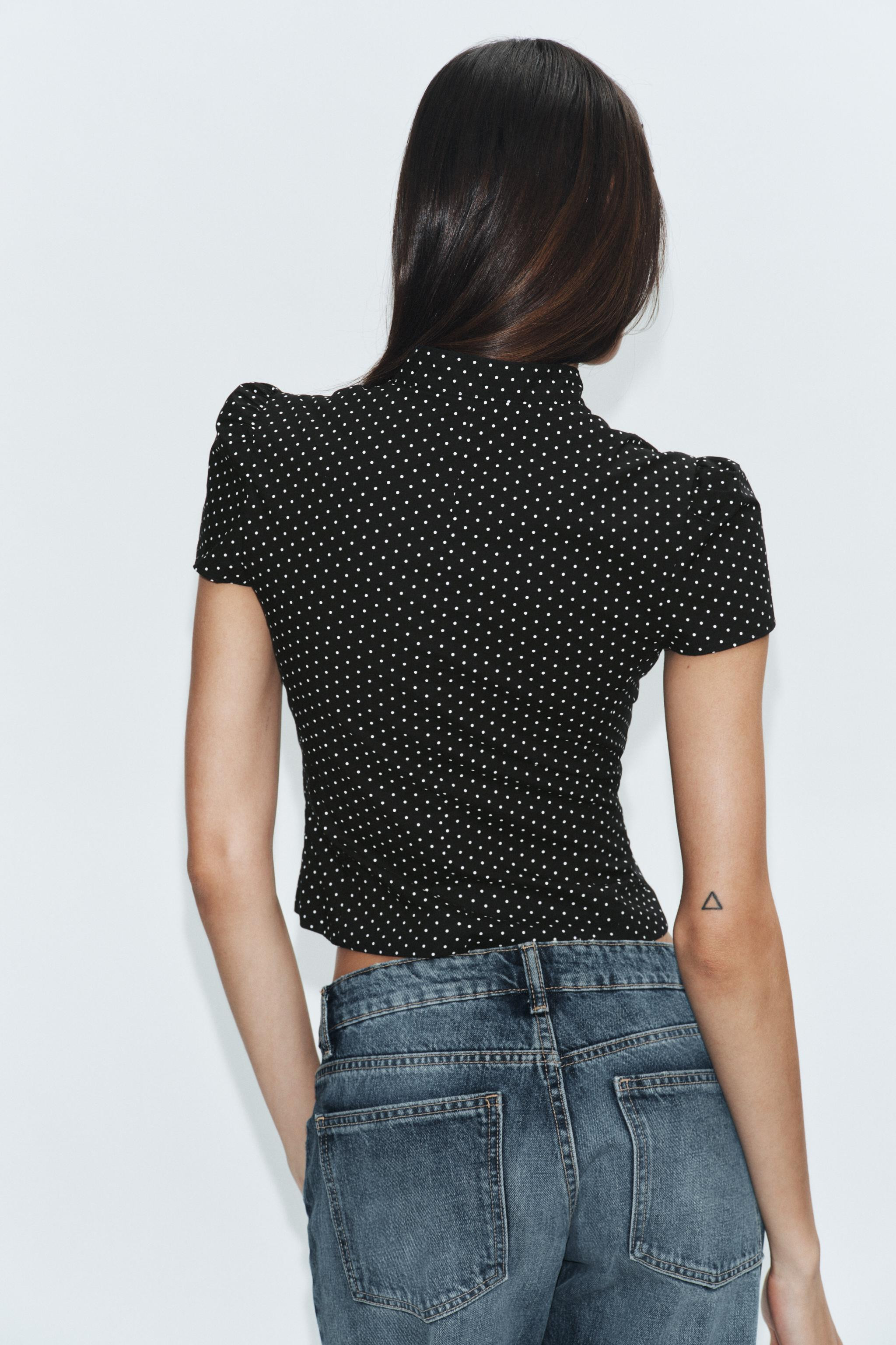 POLKA DOT POPLIN SHIRT WITH TIE OPENING | Zara US