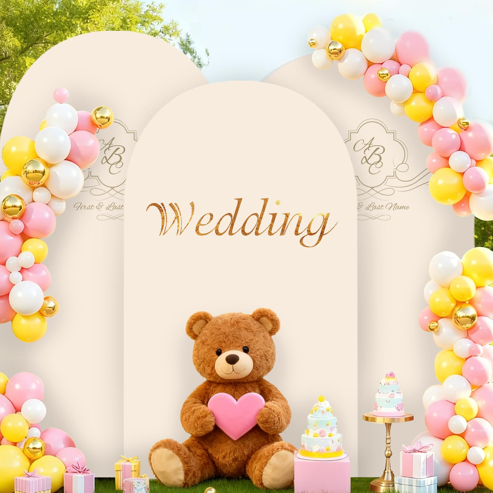 6Ft Arch Backdrop Cover, Spandex Fitted Beige Arch Covers Stretchy Backdrop for Wedding, Birthday... | Amazon (US)