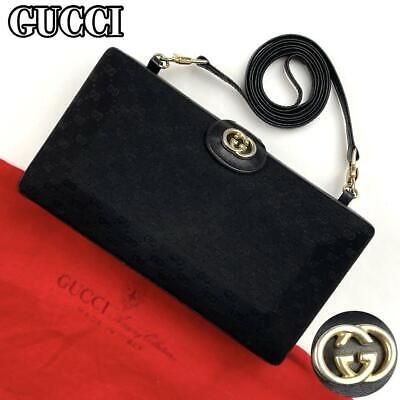Gucci Micro GG Interlocking Clasp Shoulder Bag Black Gold Hardware Authentic  | eBay | eBay US