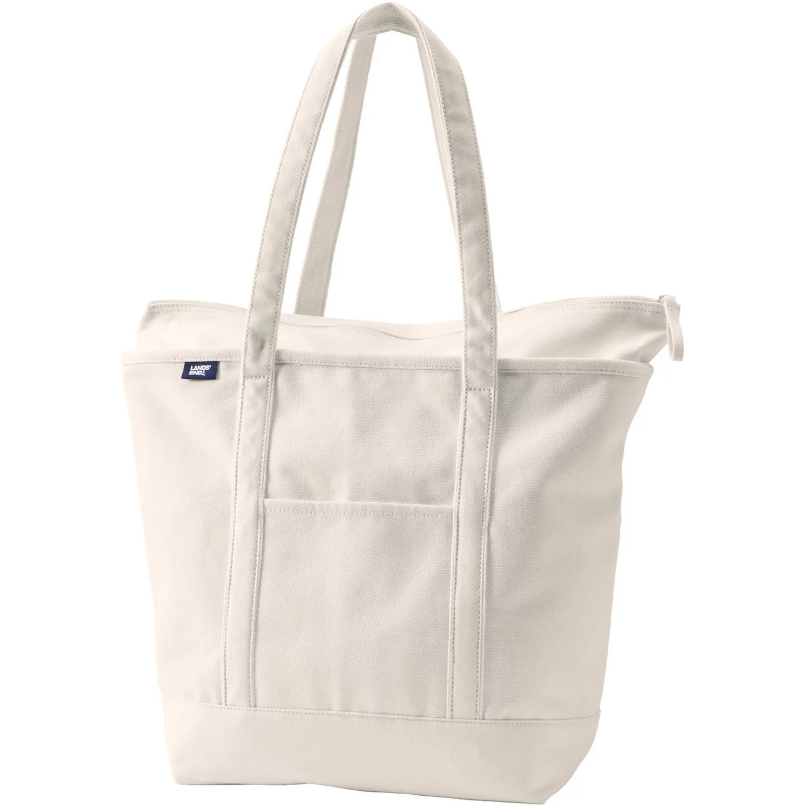 Lands' End Natural Zip Top Long Handle Large Canvas Tote Bag, Natural Natural | Kohl's