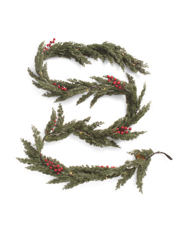 108in Led Pine Garland With Berry Details | TJ Maxx