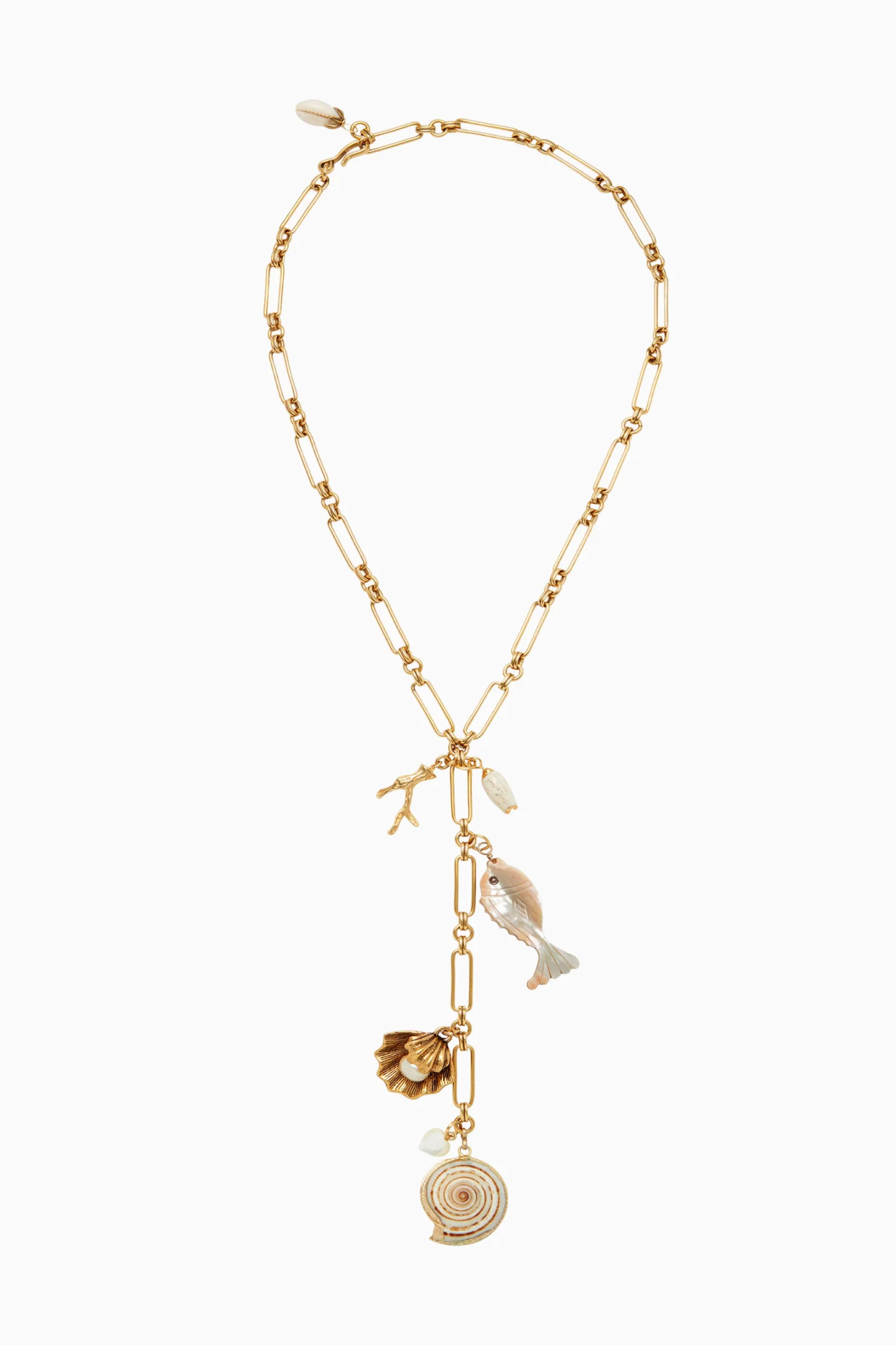 Brinker+Eliza Shell Beach Y Necklace GOLD / O/S | LoveShackFancy