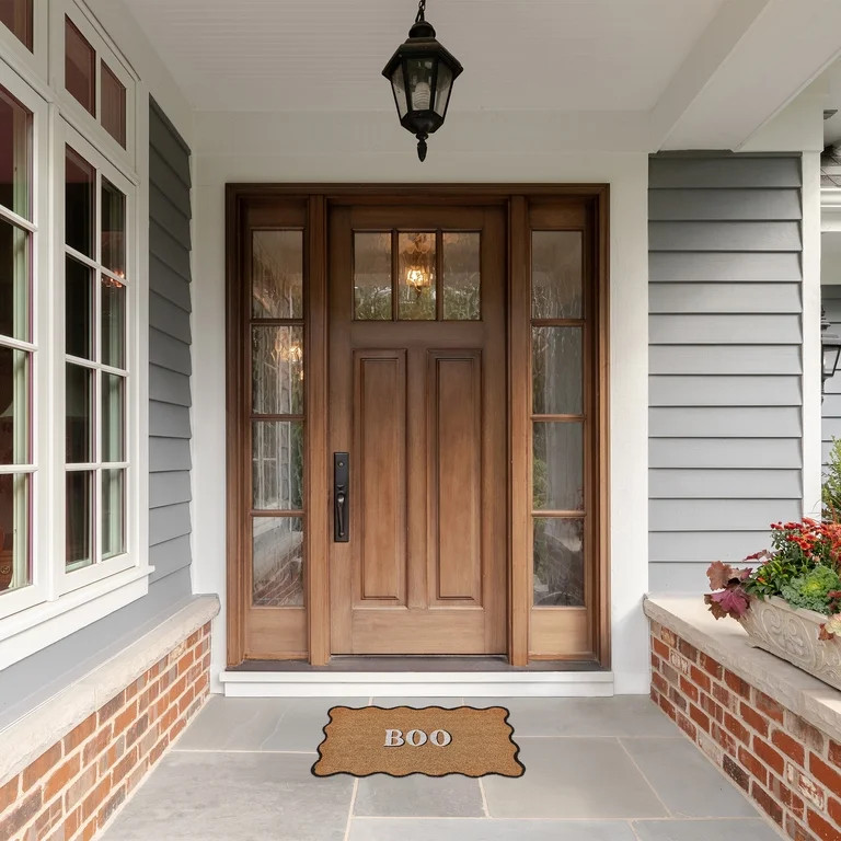 My Texas House Halloween Natural/Multicolor Scallop Boo Outdoor Coir Doormat, 30" x 48" | Walmart (US)