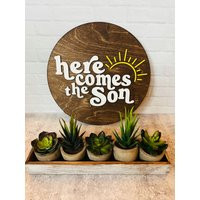 Here Comes The Son Sign, Round Laser Cut Sun Sunshine Sign For Nursery, Beatles Nursery Baby, Baby Shower | Etsy (US)