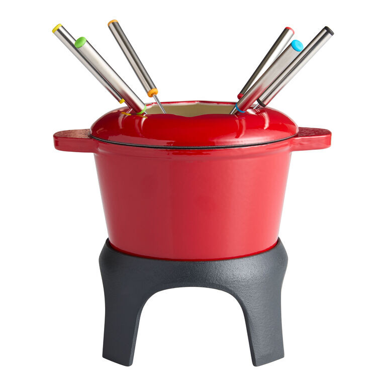 World Market® Red Enameled Cast Iron Fondue Maker Gift Set | World Market