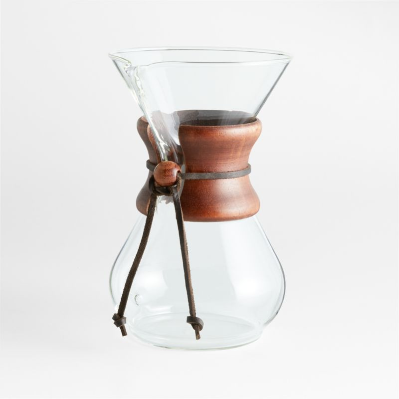 Chemex 6-Cup Glass Pour-Over Coffee Maker with Dark Wood Collar + Reviews | Crate & Barrel | Crate & Barrel