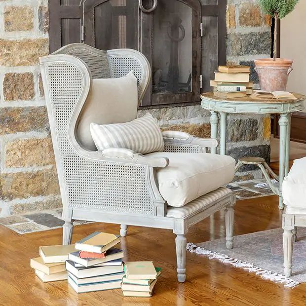 Cushioned Country Wingback Chair | SHIPS FREE | Antique Farm House