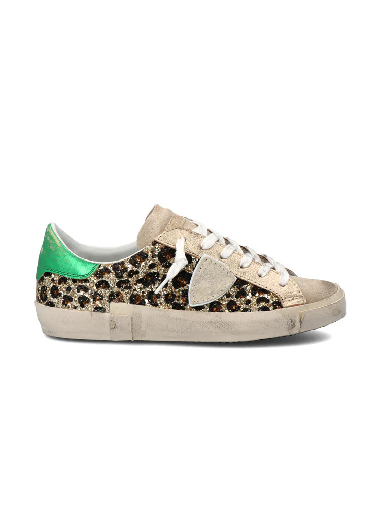 Philippe Model PRSX Low Sneaker in Glitter Leo Met | CoatTails LLC