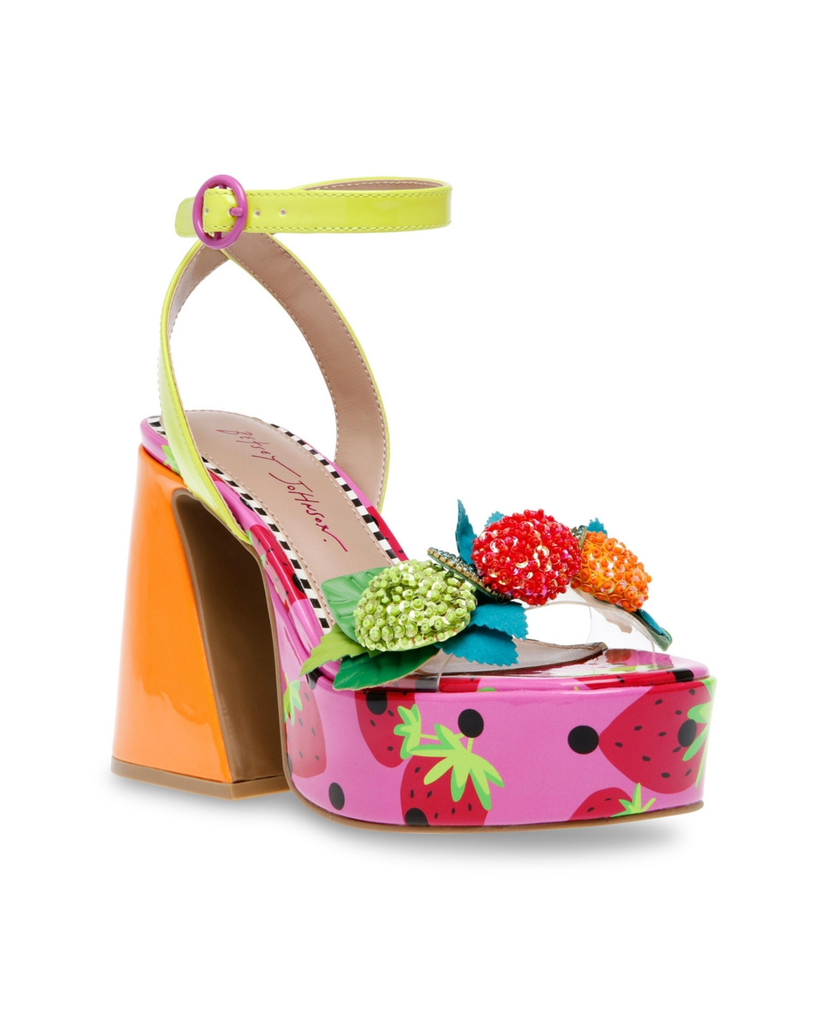 Betsey Johnson Women's Sprite Fruit Embellished Chunky Heels Sandals Women's Shoes | Macys (US)