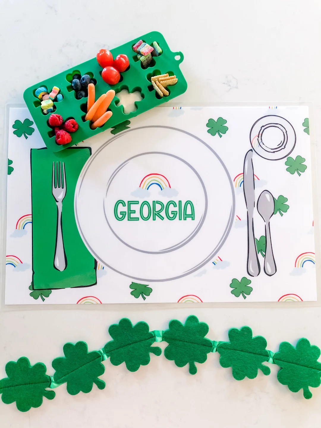 Personalized St Patricks Day Placemat, Shamrock Placemat, Kids Placemat, Laminated Placemat, Acti... | Etsy (US)